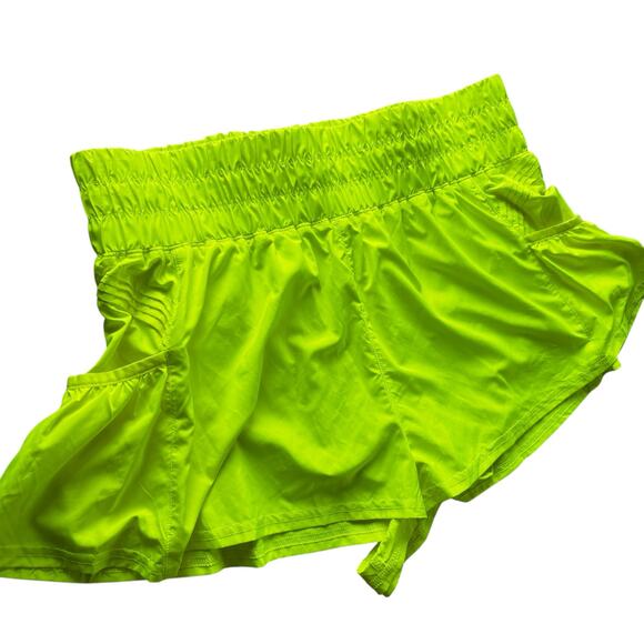 FP Movement The Way Home Shorts Neon Yellow Large Lined Active Running Gym - Picture 2 of 13